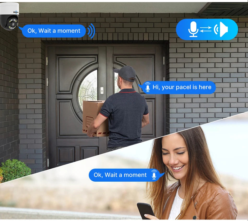 Hiseeu 8MP 4K POE PTZ IP Camera Color Night Vision Face Detection Audio Outdoor H.265 Onvif AI Street Home Security CCTV Camera