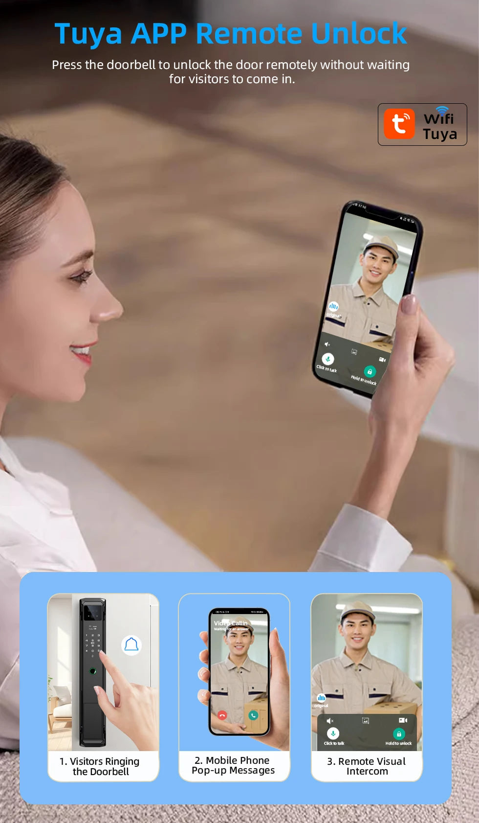 RAYKUBE 21-language Voice Tuya WiFi Camera Palm Vein Smart Fingerprint Lock Face Recognition Digital Lock With Video Call P85