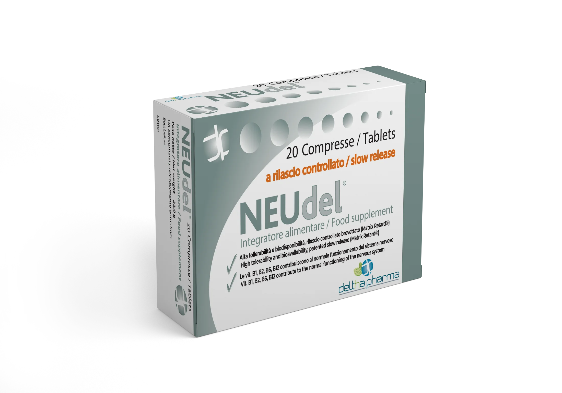 Deltha Pharma NEUdel®20 Tablets dietary supplement Alpha Lipoic Acid and B Vitamins