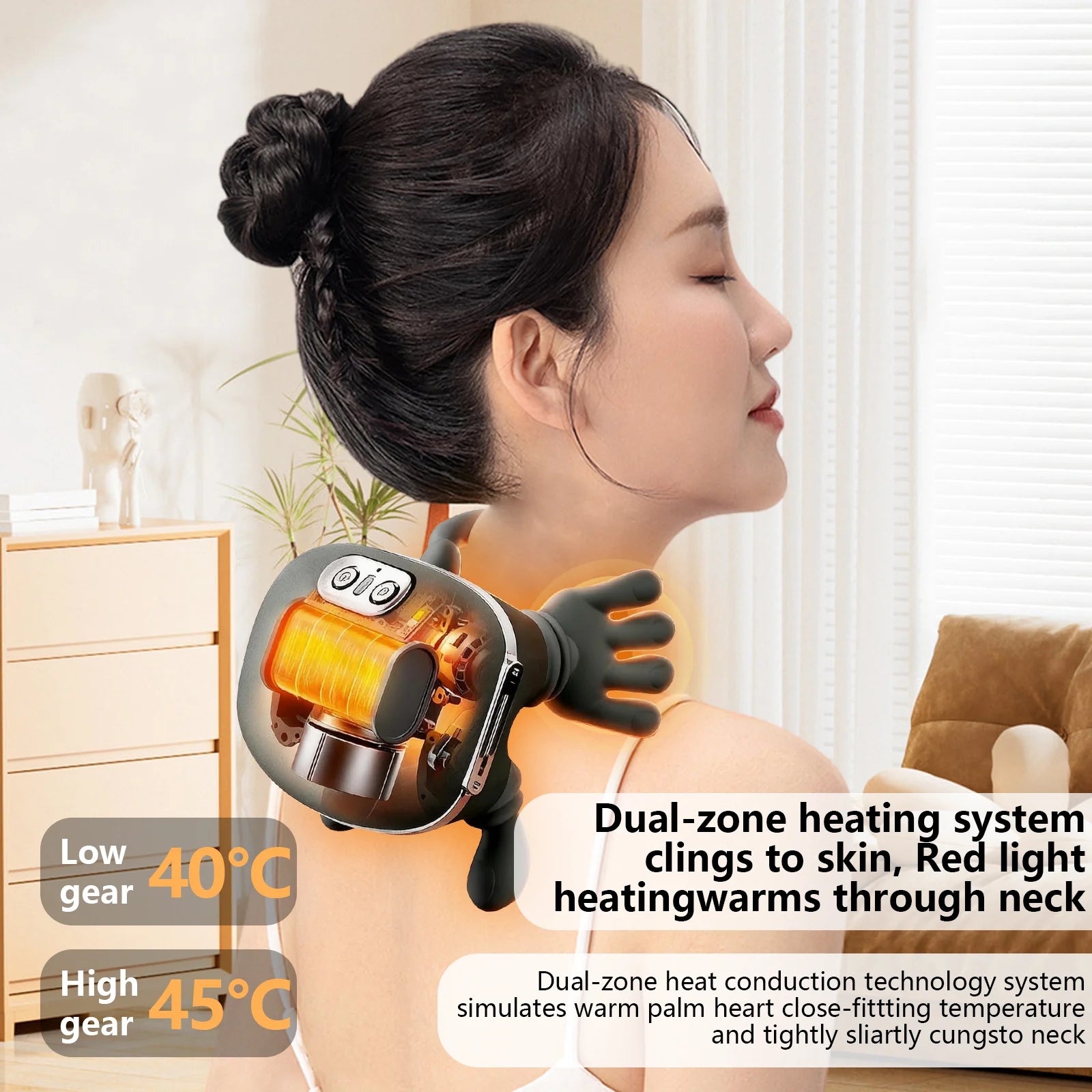 Shiatsu Neck and Shoulder Massager with Heat | Deep Tissue Relief Massage Cushion Tidesmit