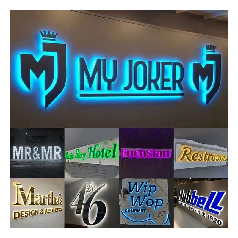 Custom LED Business Sign 3D Illuminated Letters Waterproof Shop Sign Personalized Company Logo Outdoor Signboard Office Shop