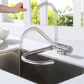 Black Folding Kitchen Mixer, Foldable Kitchen Faucet Against Window in 304 Stainless Steel, 360° Swivel Kitchen Faucet