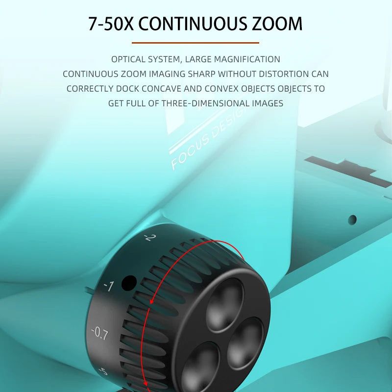 Trinocular Stereo Microscope 7-50X Zoom for Precision PCB Soldering Massage Chairs Tidesmit