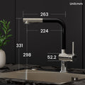 Kitchen Tap Multi-color, L-Shape Pull Down Kitchen Faucet 360 Swivel, 2 Modes Spray Hot Cold Water Mixer, Zinc Alloy Sink Mixer, Easy Install DVGW PEX Hose, Standard G3/8 Modern Home Laundry Colorful Deck Mounted Tap