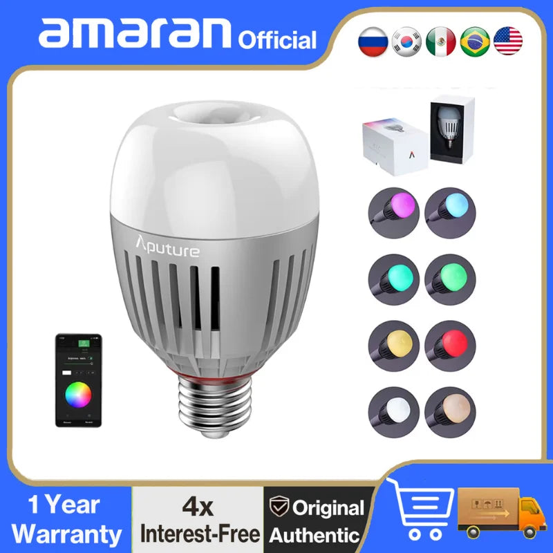 Aputure Accent B7C RGBWW Smart LED Bulb for Content Creation Tidesmit