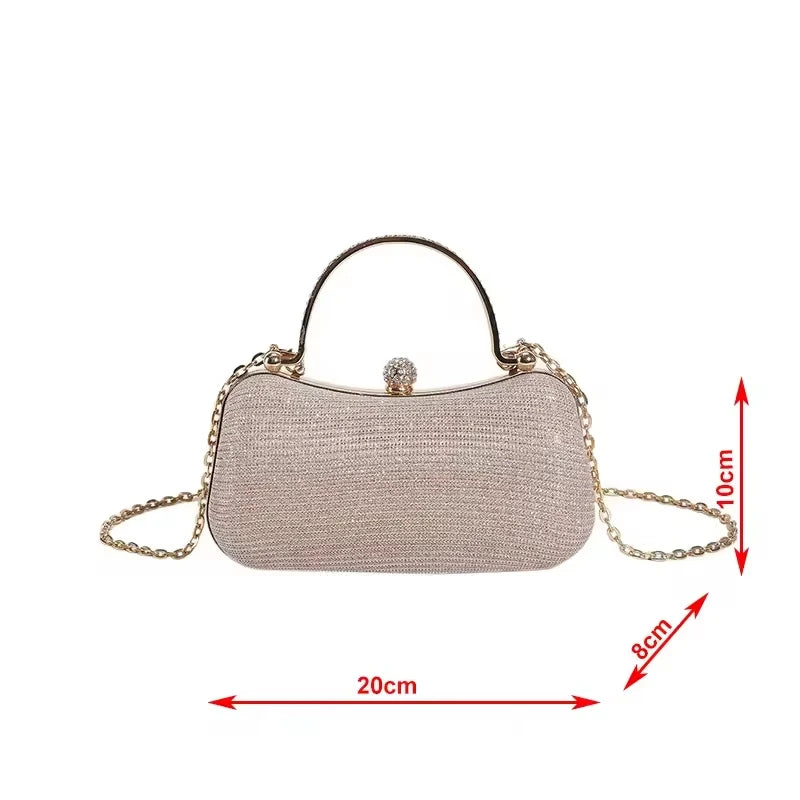 Luxury Diamond Handbag Solid Pattern Crystal Handle Rhinestone Evening Clutch Bag for Wedding Dinner Parties Made PU Material 4