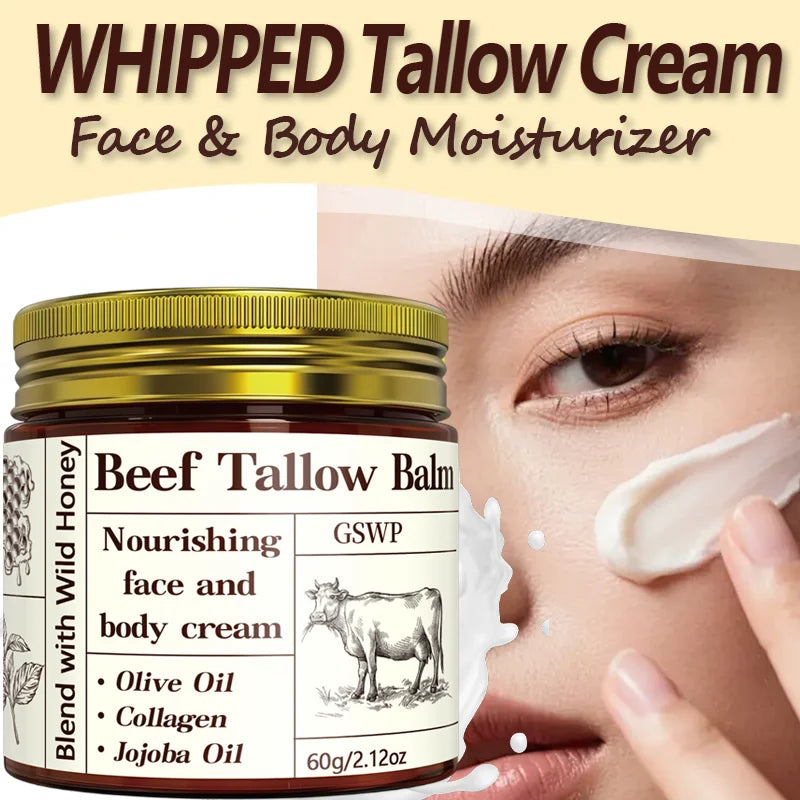 GSWP Beef Tallow Moisturising Cream, containing honey and collagen, provides deep hydration. Gentle and non-irritating.60g/120g