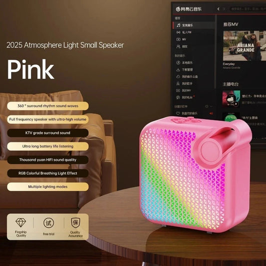 Bluetooth Speaker -CTX Travel Outdoor Music Player for Bluetooth Speaker with RGB LED Lighting USB AUX Subwoofer Plastic Colorful Lights