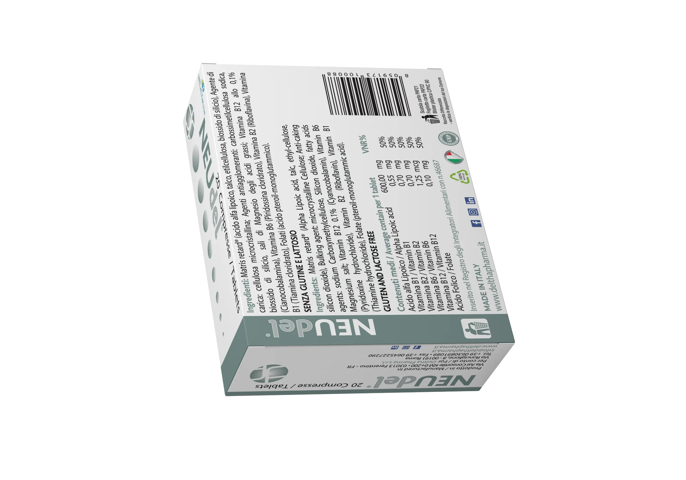 Deltha Pharma NEUdel®20 Tablets dietary supplement Alpha Lipoic Acid and B Vitamins