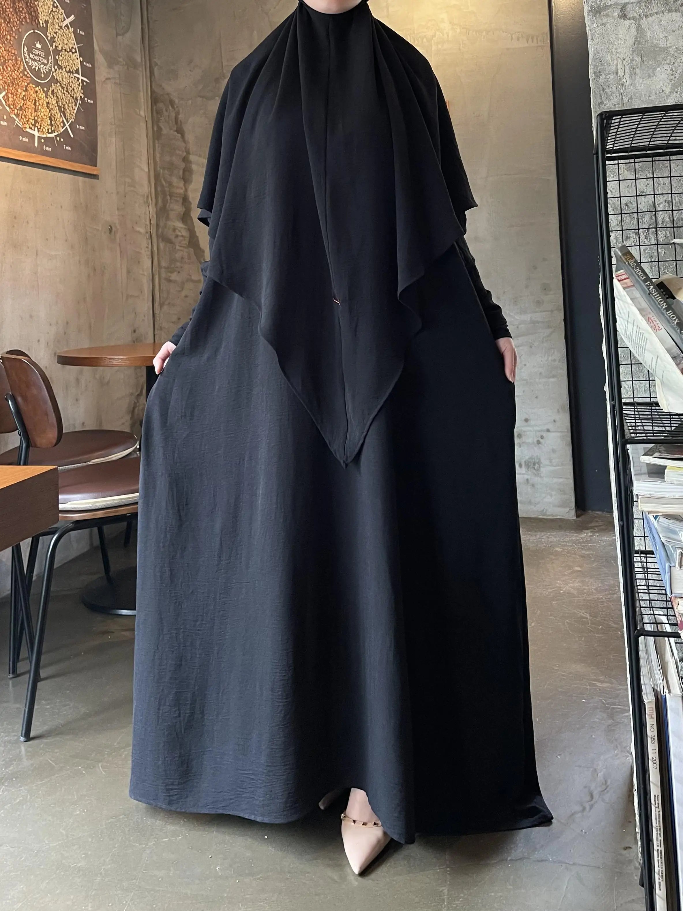 Crepe Khimar Set Boat Neck Two-Piece Abaya Hijab Muslim Maxi Dress hijab headsarf