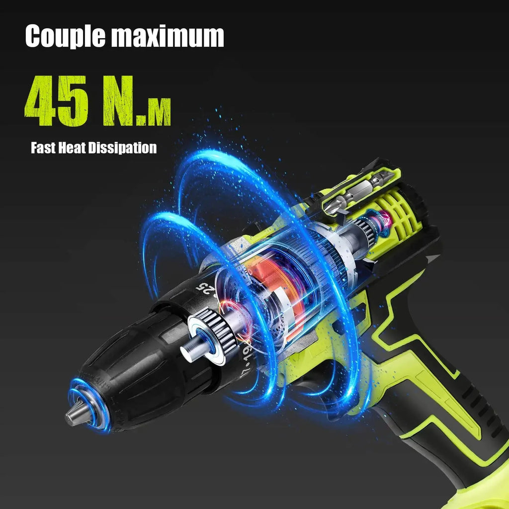 21V Cordless Impact Drill Electric Screwdriver Electric Perforator Handheld Mini Drill Wireless Li-Ion Power Tools