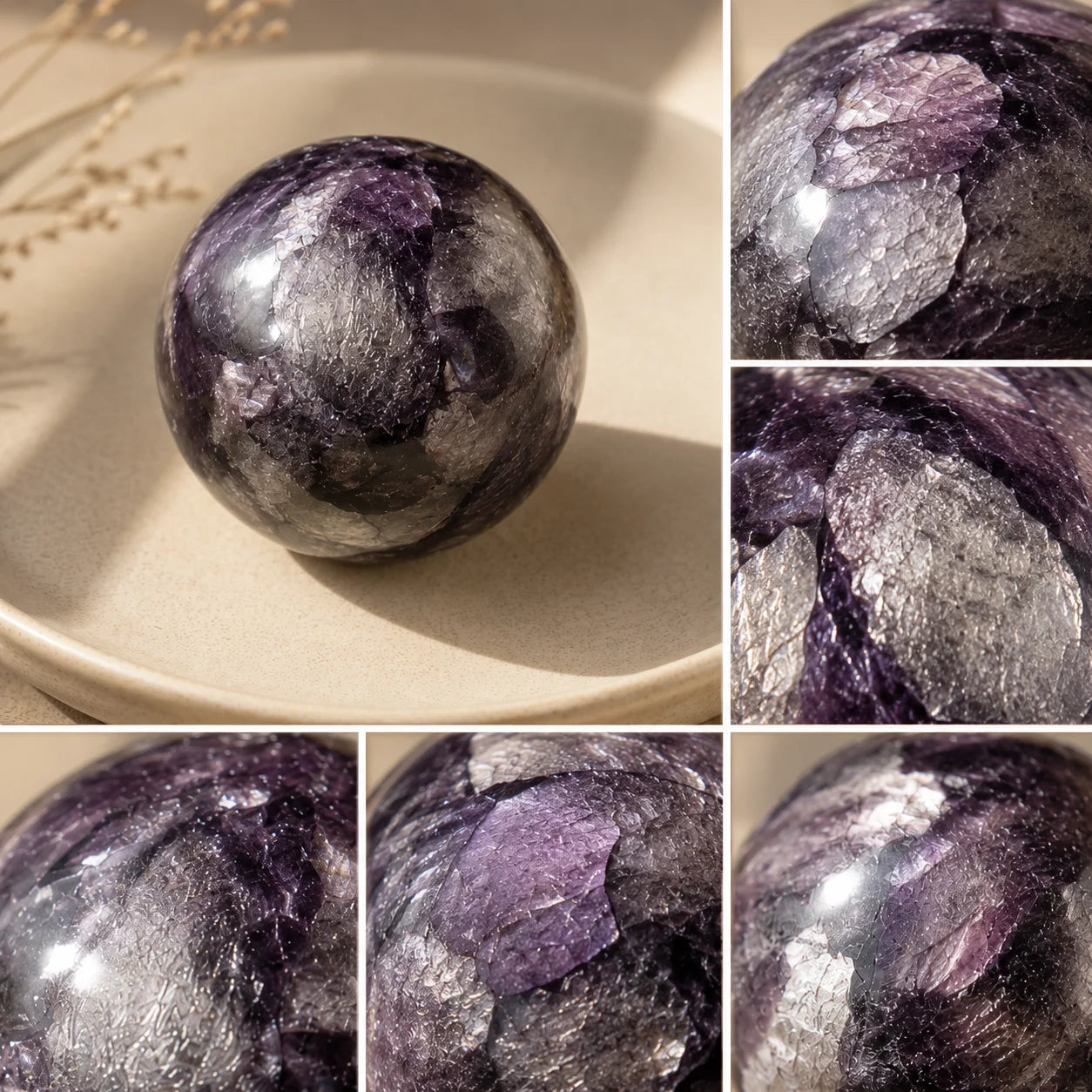 Purple Mica Sphere Natural Crystal Ball Decorative Stone for Display Collection and Gift