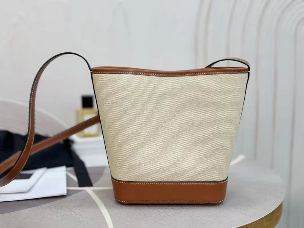 Classic Fashion Large Women's Canvas Bucket Bag Must Have with Adjustable Long Strap for Crossbody Shoulder Tote