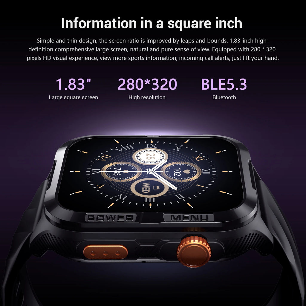 Blackview 1.83'' Smartwatch Waterproof TFT Display Smart Watch with Message Call Sleep GPS LED Light for Men Women W10 Pro