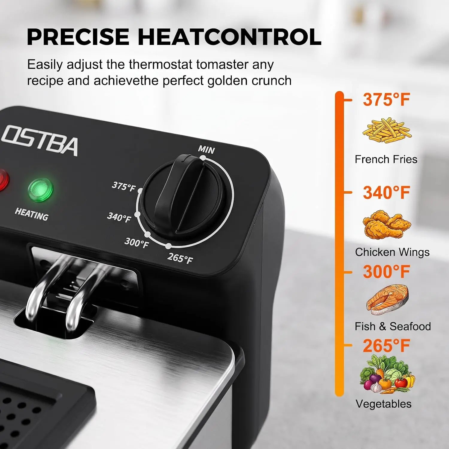 Electric Deep Fryer with Basket, 3.2QT Stainless Steel Countertop