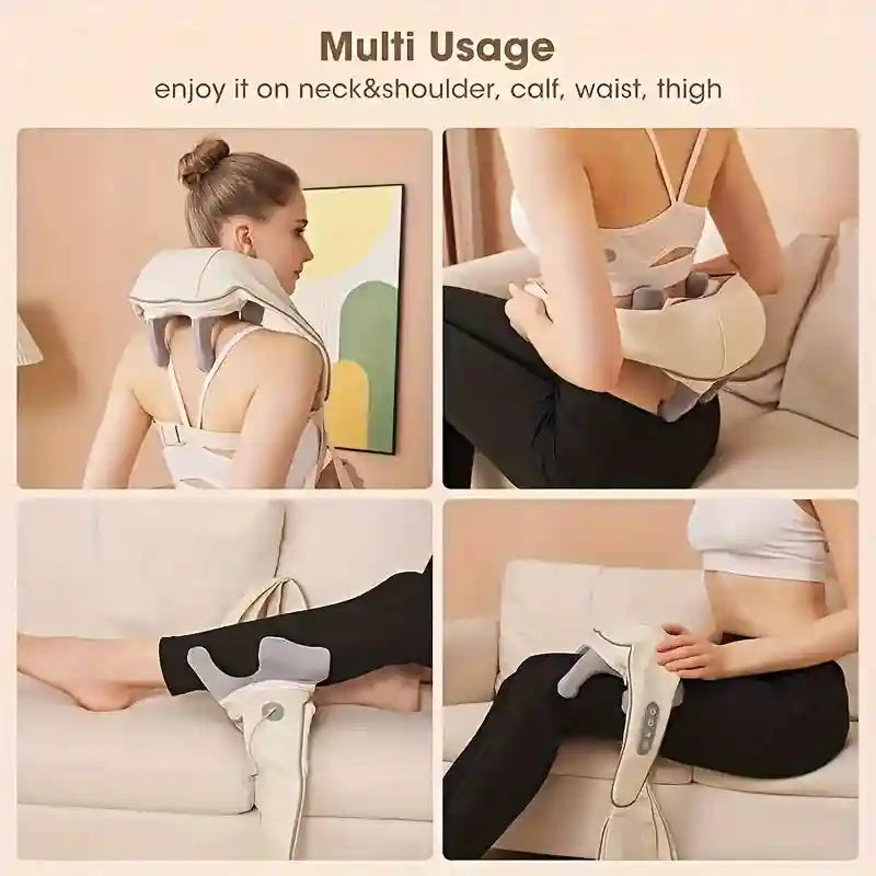 Shiatsu Deep Tissue Neck Massager with Heat Therapy - Tidesmit Ivory Massage Roller Tidesmit