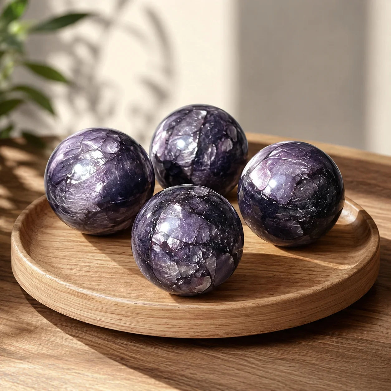 Purple Mica Sphere Natural Crystal Ball Decorative Stone for Display Collection and Gift