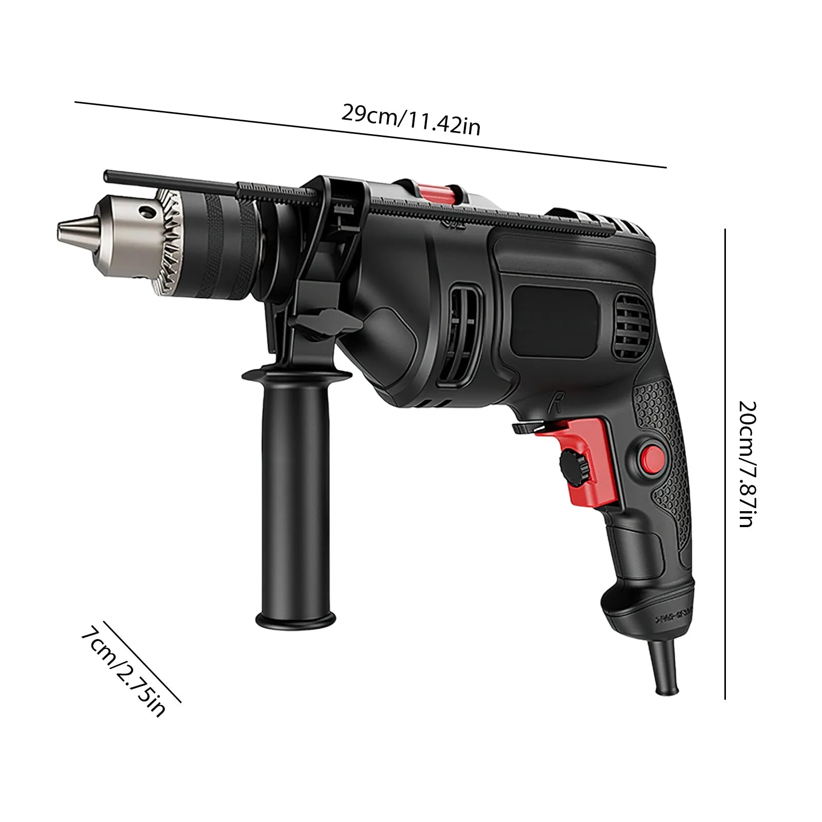 780W Electric Hammer Drill 13mm Variable Speed Corded Impact Drill, Dual Mode Drill Driver for Concrete, Wood, Steel with Auxiliary Handle Hole Drilling Power DIY Tools