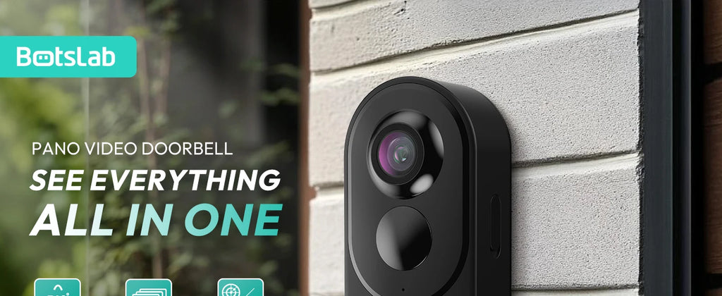 Botslab R810 180°Panoramic View Wireless Video Doorbell Camera AI Motion Detection Night Viewsion 5MP WiFi Camera Doorbell IP66 Waterproof Security Digital Door Peepholes with Cloud and Local Storage