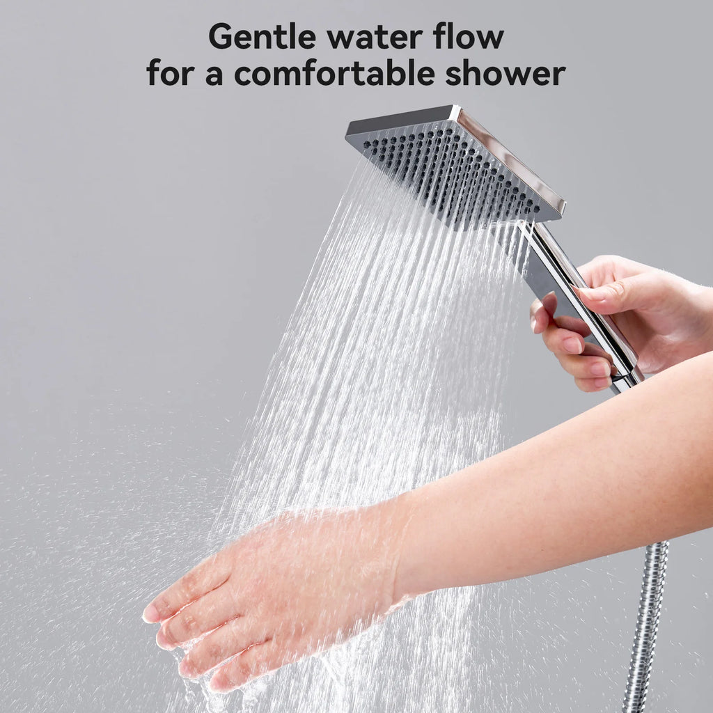 Shower column without mixer tap, chrome finish, 25cm overhead shower, easy installation, adjustable shower bar, 72-110cm