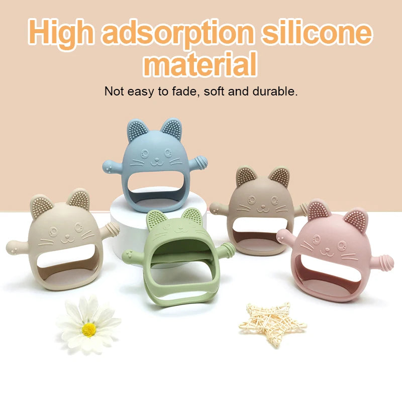 Baby Silicone Teether Gloves Toys BPA Free Silicone Soft Soothing Dental Care Gums Anti-eating Hand Molar Toys Baby Accessories