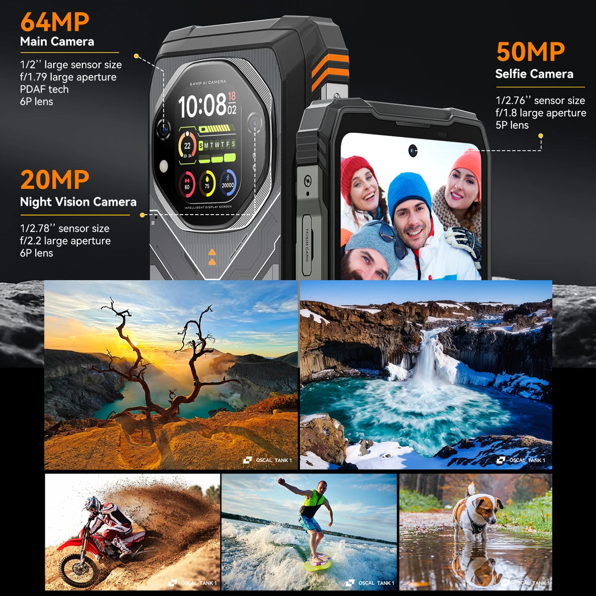 Blackview OSCAL TANK 1 Rugged Smartphon 5G 6.78" FHD+Display Cell Phone16GB+512GB 20000mAh 64MP Telephone Portabl Android 15 NFC