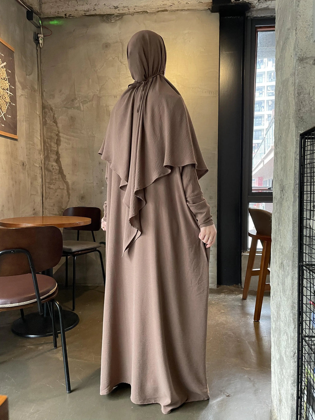 Crepe Khimar Set Boat Neck Two-Piece Abaya Hijab Muslim Maxi Dress hijab headsarf
