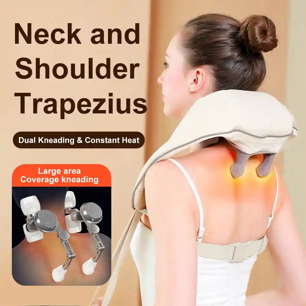 Shiatsu Deep Tissue Neck Massager with Heat Therapy - Tidesmit Ivory Massage Roller Tidesmit