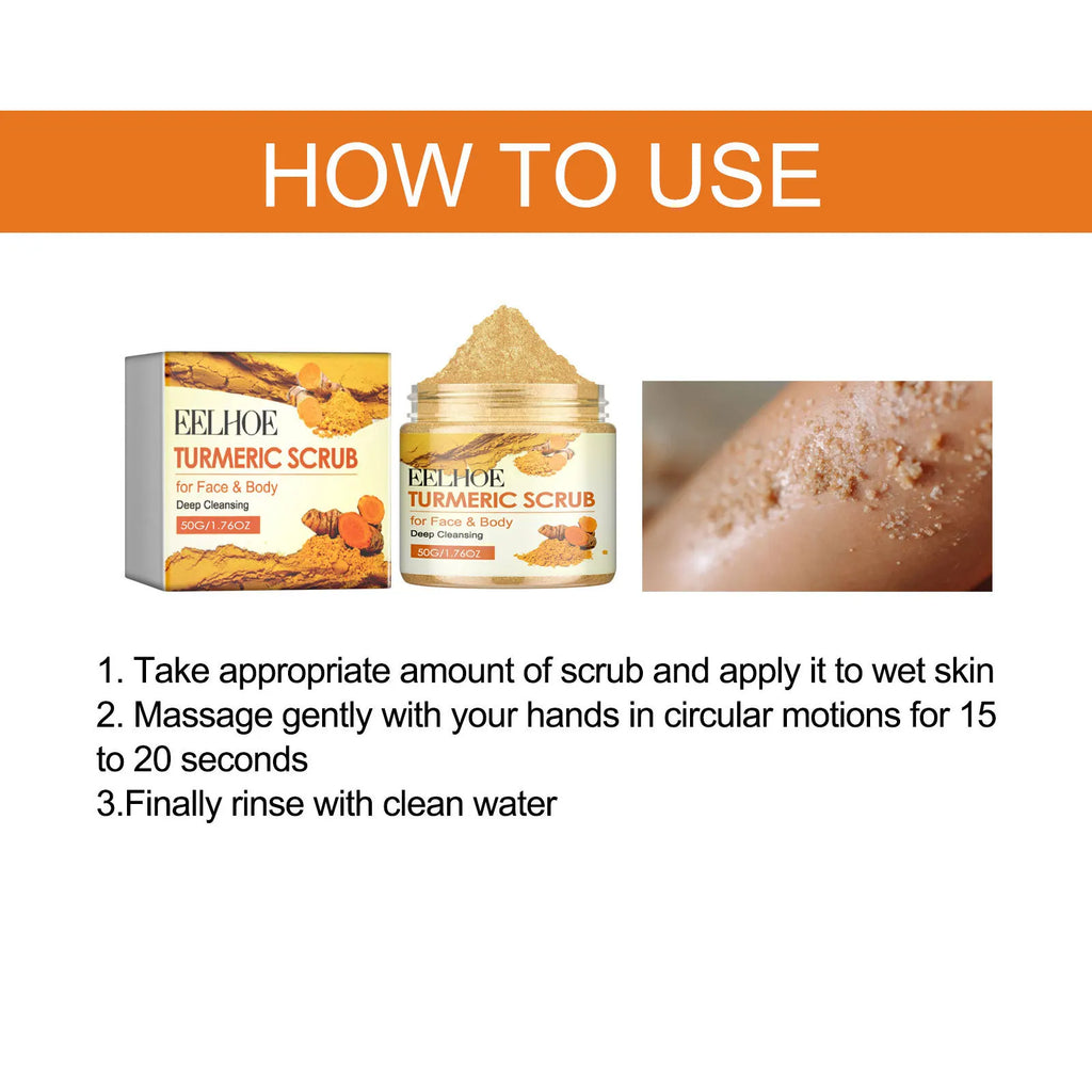 Turmeric Face and Body Scrub for Brightening and Softening | 50g Scrubs Treatments Tidesmit