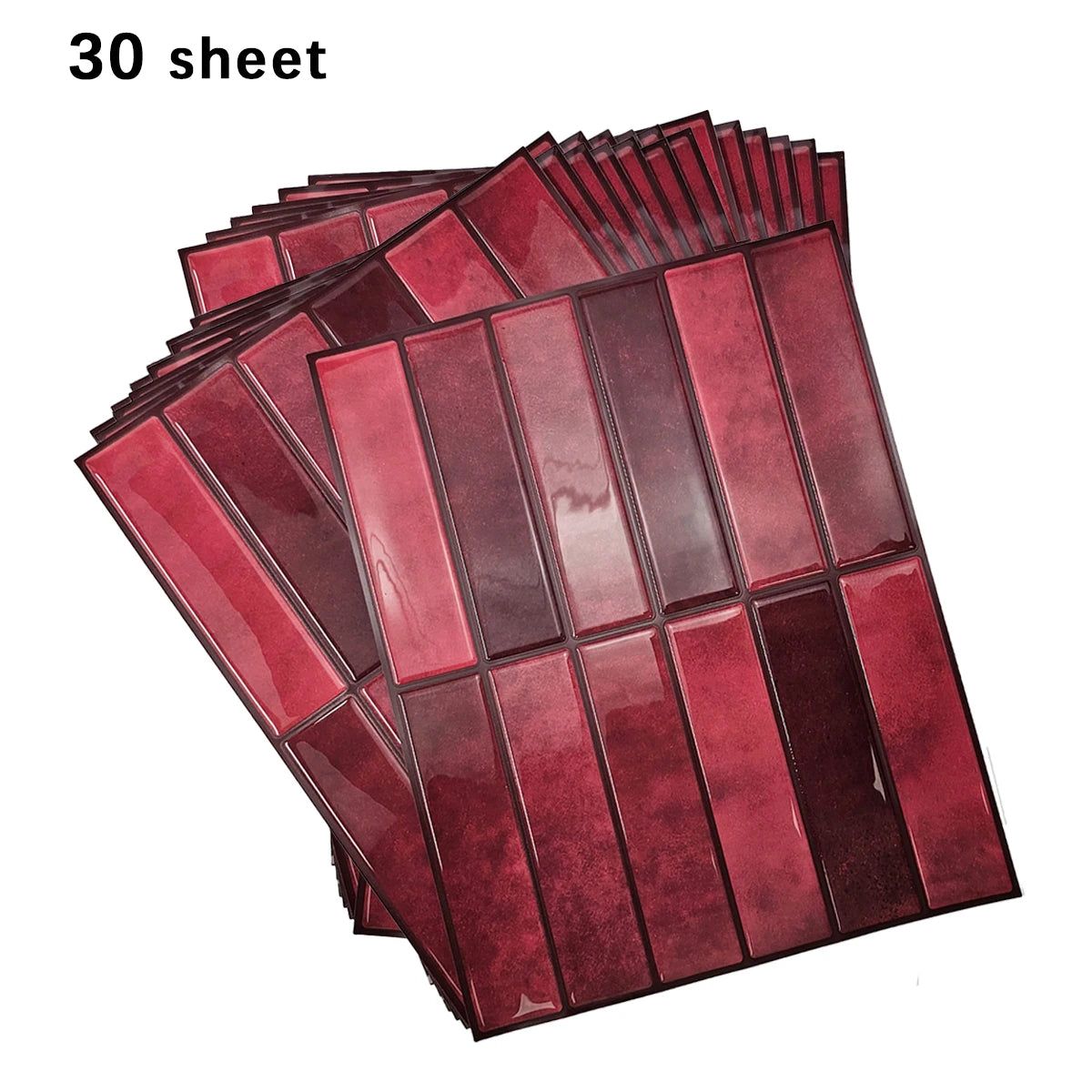 1/5/10/30 PC Burgundy 3D Peel and Stick Backsplash 11.4" x 9" Self Adhesive Tile for Kitchen Bathroom Wall Tiles DIY Wall Decor