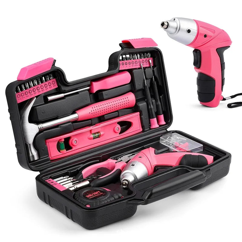 Household Tools Together with hammer and screwdriver with rechargeable lithium battery, Home Repair kit with briefcase