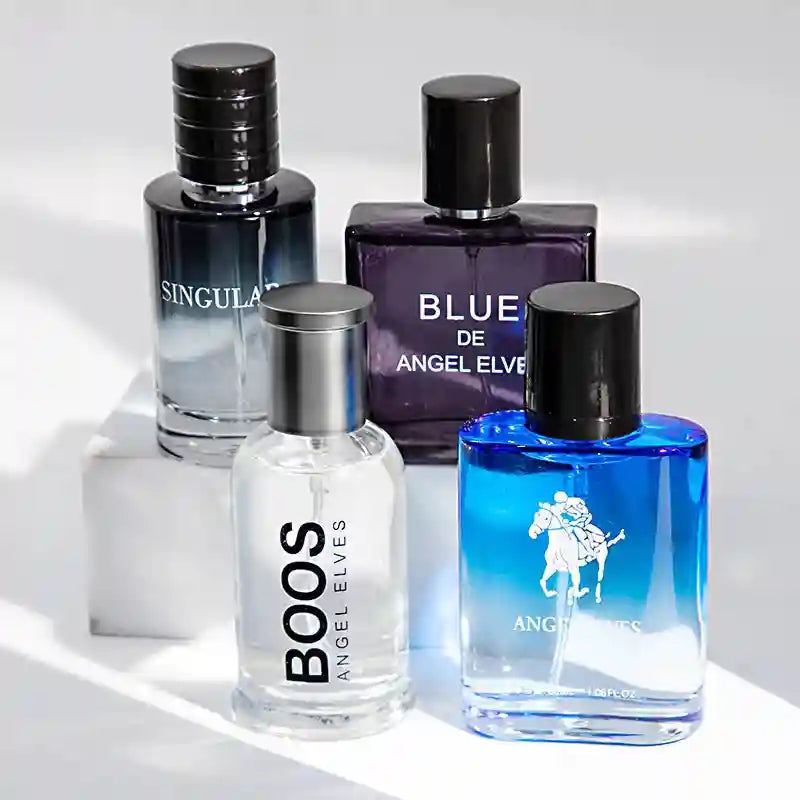 Angel Elves 2026 men's EDT fragrance set: 4 glass perfume bottles, long-lasting fresh cologne for a perfect gift.