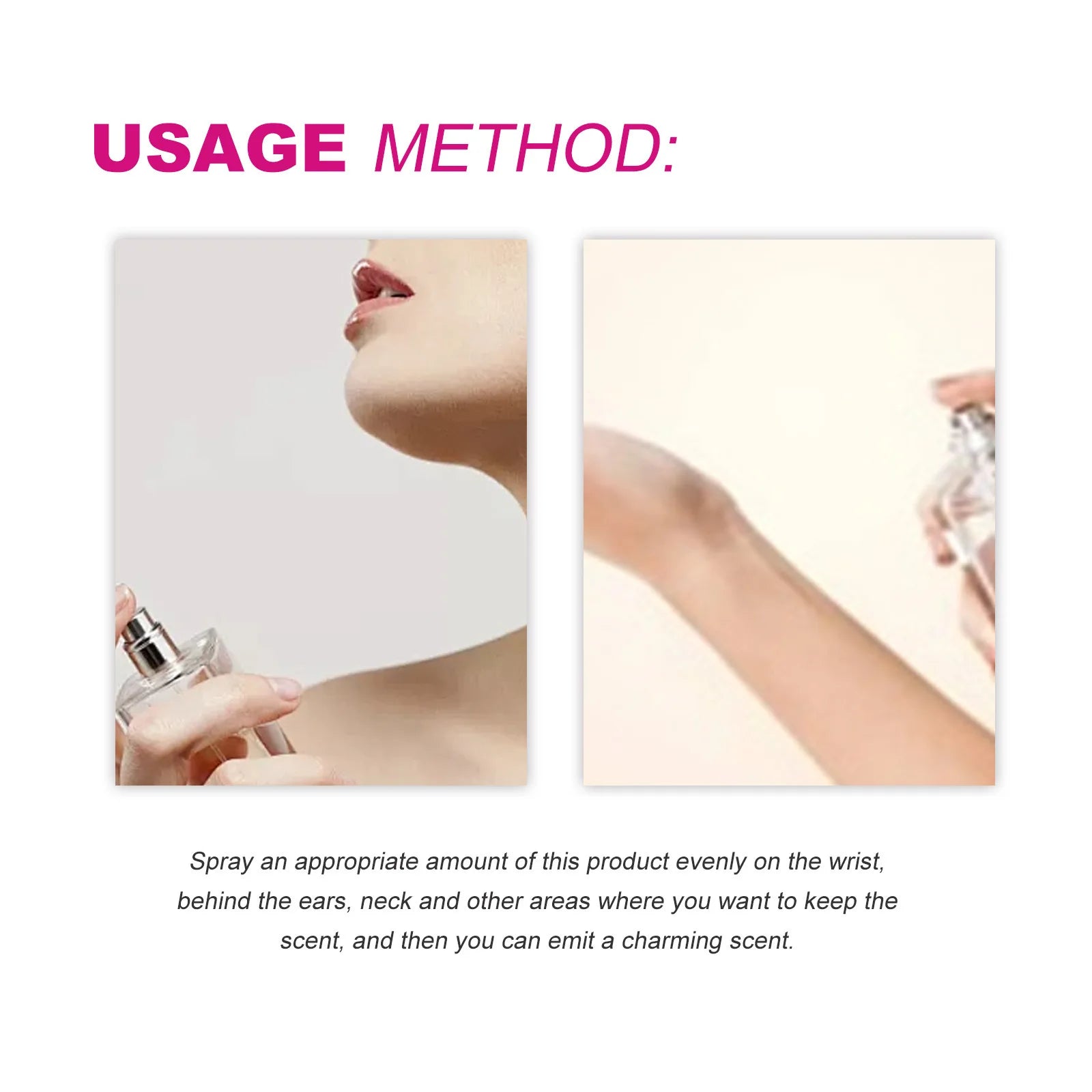 Roxelis 50ml floral pheromone perfume for women: long-lasting elegant spray in a clear square glass bottle.