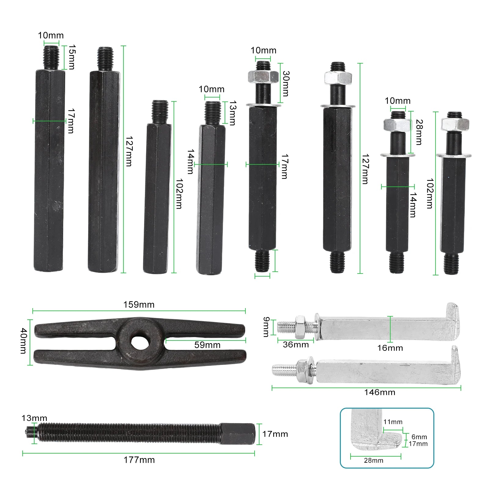 14 PCs beaying Puller Set Guillotine Puller Bearing Puller Pulley with claw interior outdoor 3 claw Pullers Internal Bearings, tooth Removal Car