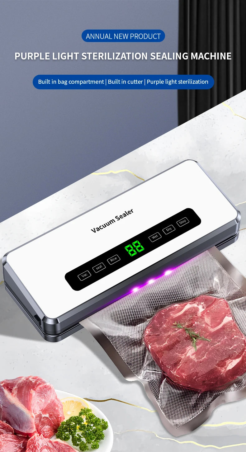 SZUK Electric Food Vacuum Sealer Dry/Wet Food Packaging Seal Built in Cutter Roll Bag Kitchen Food Storage Seal Vacuum Packaging