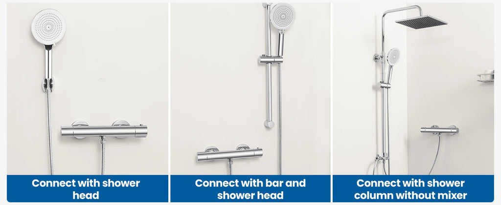 Auralum Thermostatic Shower Faucet, Chrome Mixer with Safety Lock 38°C, G1/2 Thermostatic Cartridge, Anti-Limescale, Anti-scald Protection