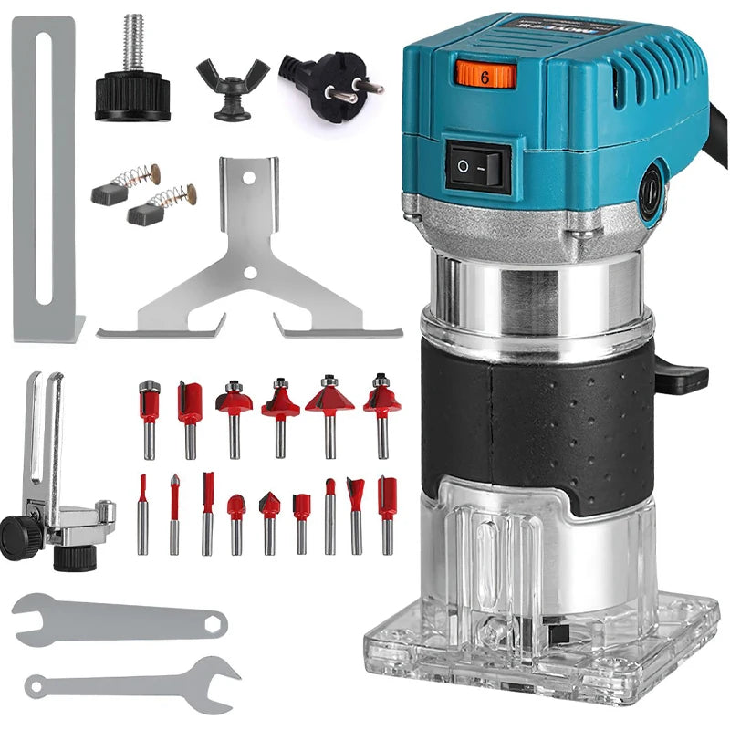 2000W Electric Trimmer Wood Milling Trimming Engraving Slotting Machine Versatile Woodworking Router Power Tool with Milling Cut