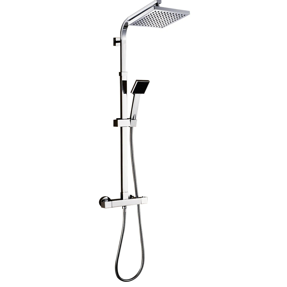 Shower column with thermostatic mixer tap, stainless steel square column, height 85-cm, geometric Minimalist style
