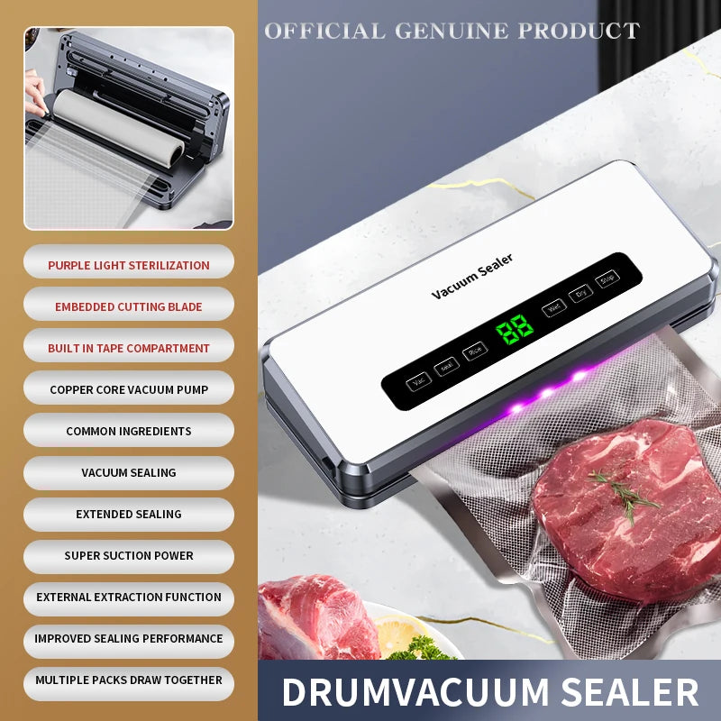 SZUK Electric Food Vacuum Sealer Dry/Wet Food Packaging Seal Built in Cutter Roll Bag Kitchen Food Storage Seal Vacuum Packaging