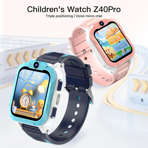 Blackview Z40 Pro Kids Smartwatch with sleep tracker features, 1.83-inch screen and 4G GPS, side angle view.