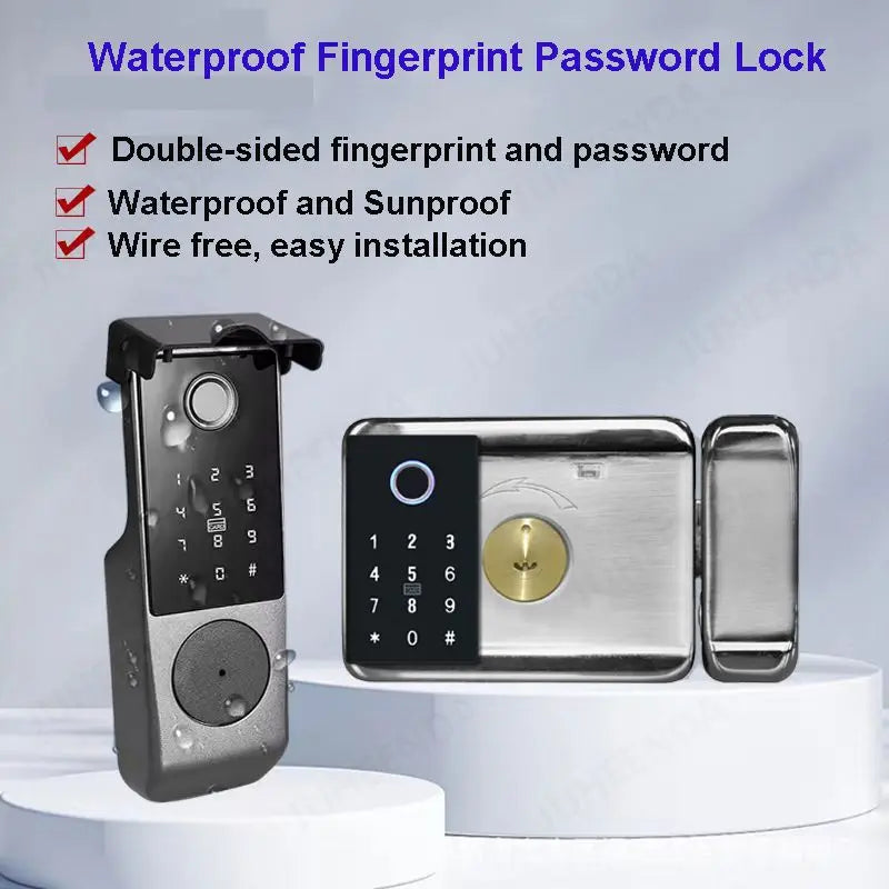 Waterproof Tuya Smart Lock Wifi Double Side Fingerprint Lock Outdoor Gate Digital Password Remote App Home Electronic Rim Lock