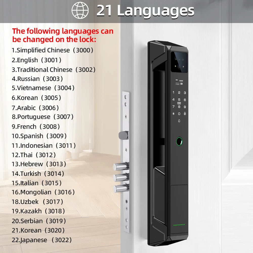 RAYKUBE 21-language Voice Tuya WiFi Camera Palm Vein Smart Fingerprint Lock Face Recognition Digital Lock With Video Call P85