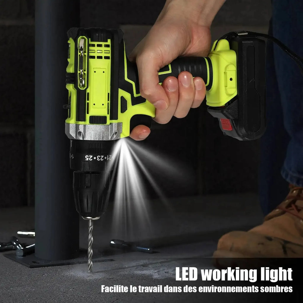 21V Cordless Impact Drill Electric Screwdriver Electric Perforator Handheld Mini Drill Wireless Li-Ion Power Tools