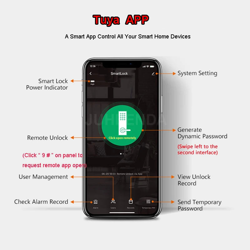 Waterproof Tuya Smart Lock Wifi Double Side Fingerprint Lock Outdoor Gate Digital Password Remote App Home Electronic Rim Lock