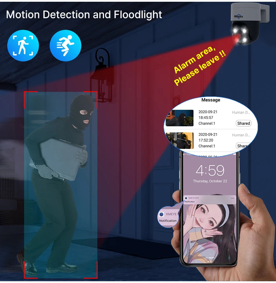 Hiseeu 8MP 4K POE PTZ IP Camera Color Night Vision Face Detection Audio Outdoor H.265 Onvif AI Street Home Security CCTV Camera