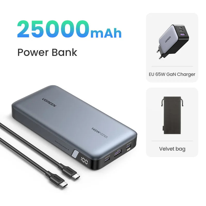 140W Portable Charger: 25000mAh PD 3.1 High Capacity Power Bank 25000mAh Bundle Tidesmit