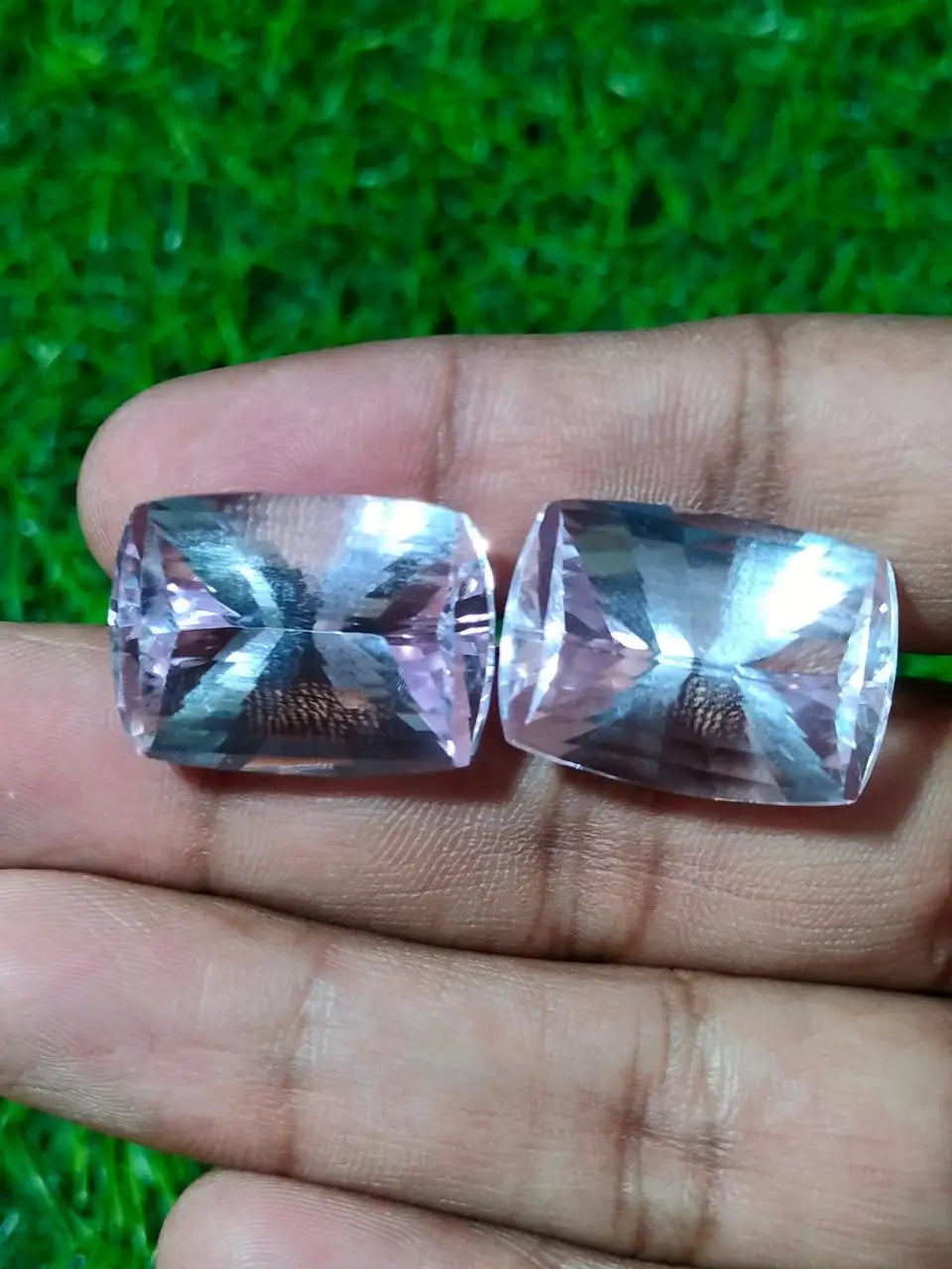 Natural pink Kunzite Perfect Faceted Cushion Shape Pair for Jewelry Making High Quality rare Gemstone