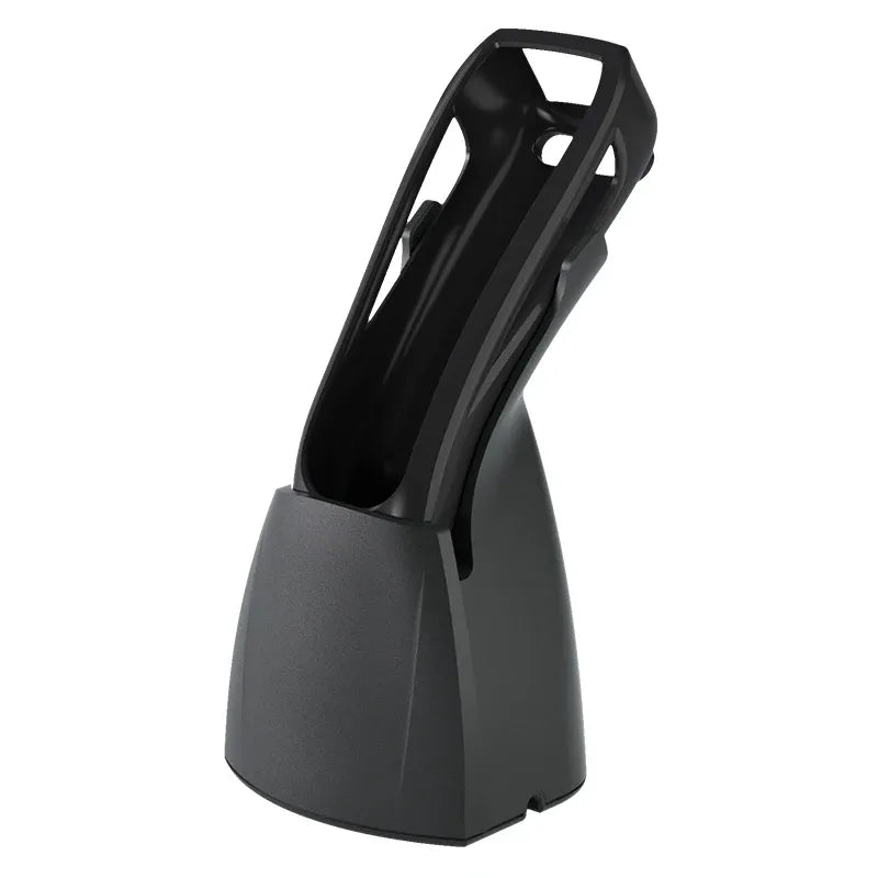 Barcode scanner charging base stand in dark gray, cradle for device slot