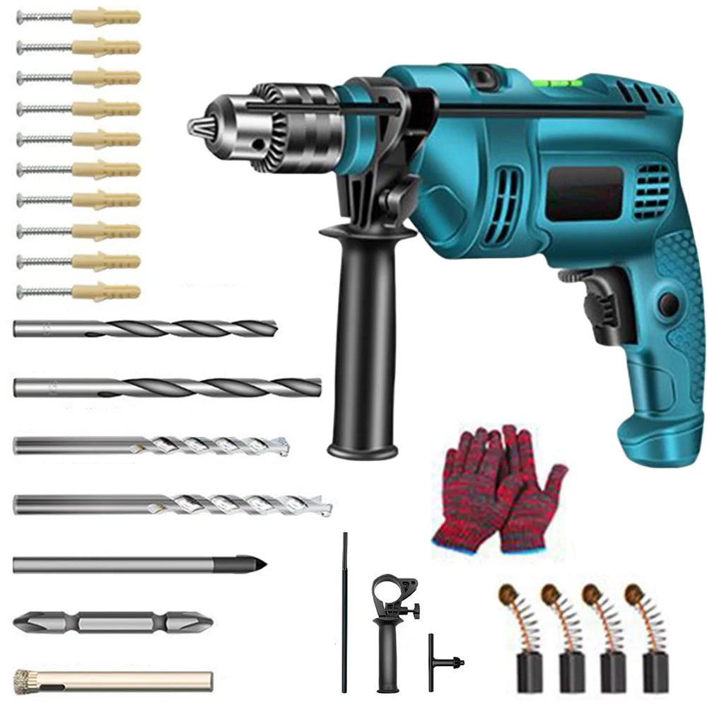 1500W 220V Electric Drill Impact Drill Multi-Functional Household Tool for Cutting Wood, Metal, and Stone, as well as Drilling Wall Holes