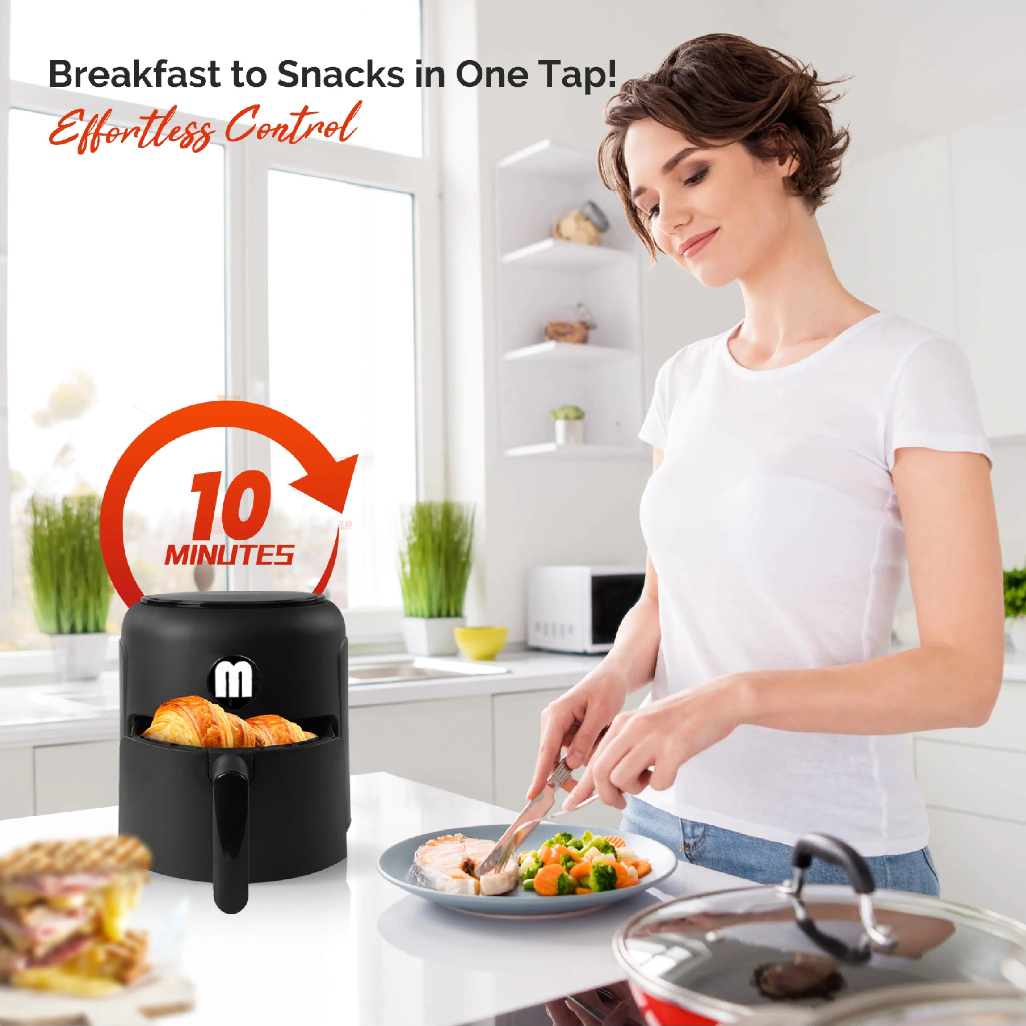 2.8QT Digital Air Fryer, Space-Saving Mini Personal Air Fryers, Nonstick Basket for Dishwasher-Safe, Fast Cooking with 20Pcs